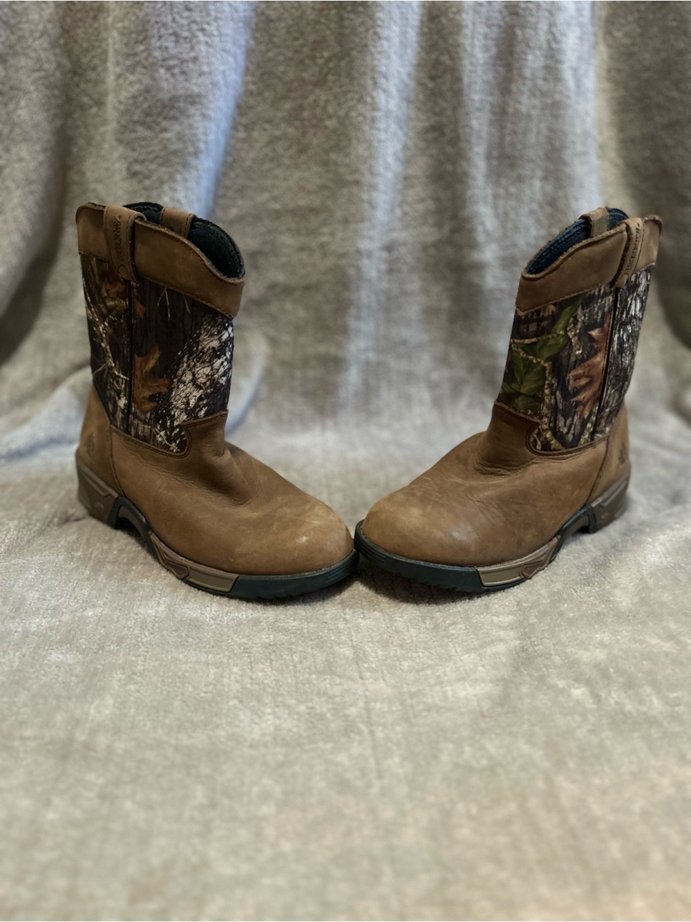 Rocky Brown Camo Pull-On Kids Work Boots